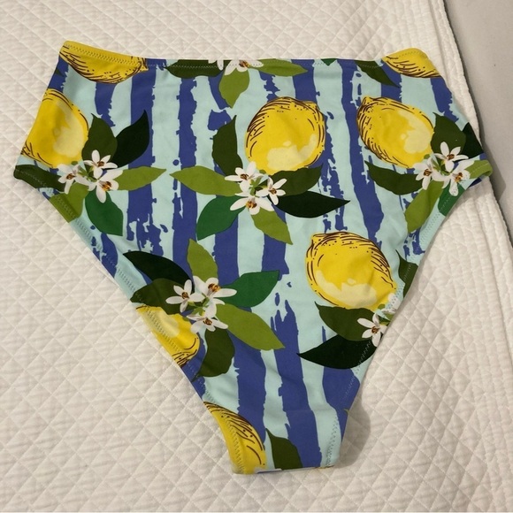 Cupshe Mid Rise Bikini Bottom Lemons Stripes Womens Large Bathing Suit Bottom - Picture 4 of 4